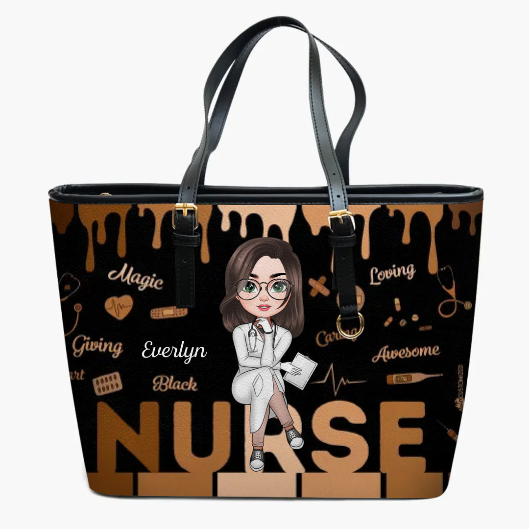 Personalized Custom Leather Bucket Bag - Nurse's Day, Appreciation Gift For Nurse - Nurse Life Magic