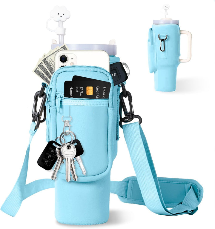 Tumbler Carrier Bag With Phone Pocket and Adjustable Strap