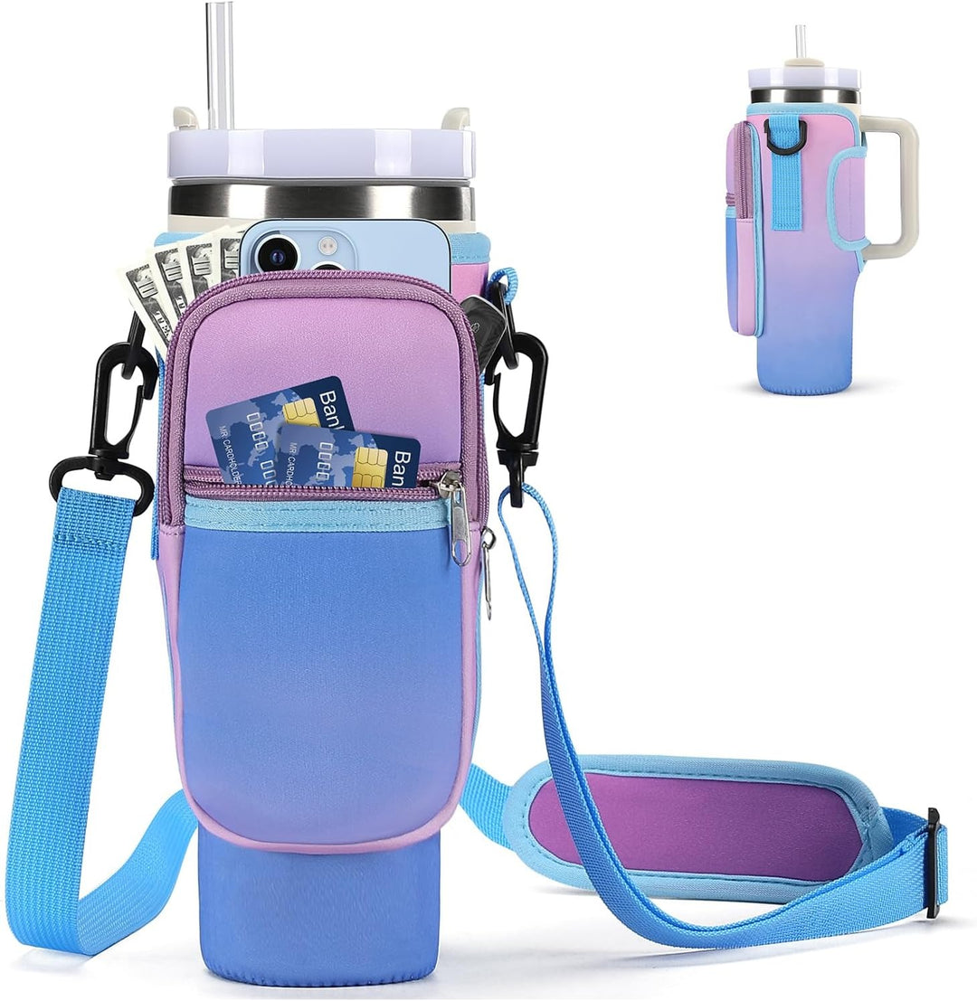Tumbler Carrier Bag With Phone Pocket and Adjustable Strap