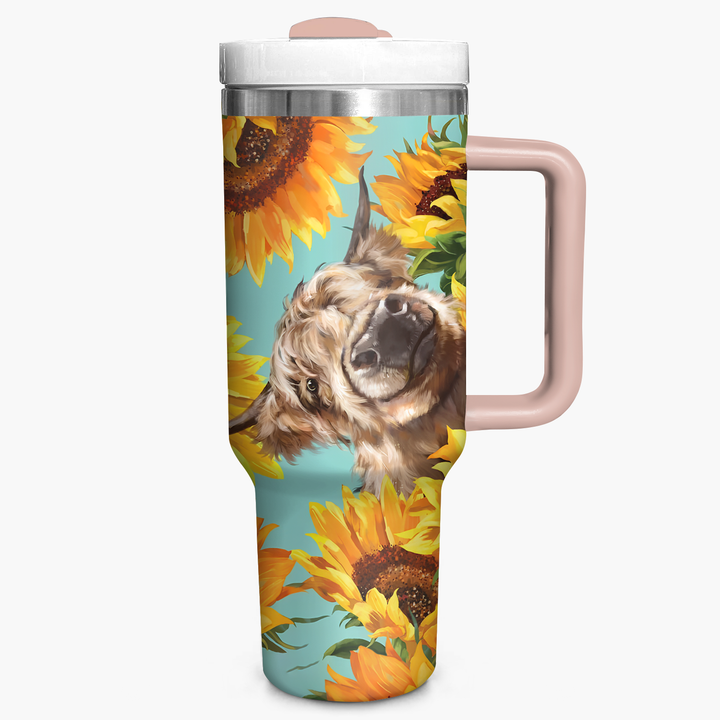 Highland Cow With Sunflower - Tumbler With Handle - NCU0DK002