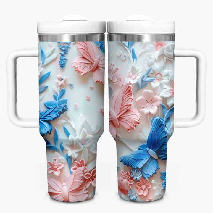 Butterfly Blossom - Tumbler with Handle - Gift for Butterfly Lover NCU0PT21