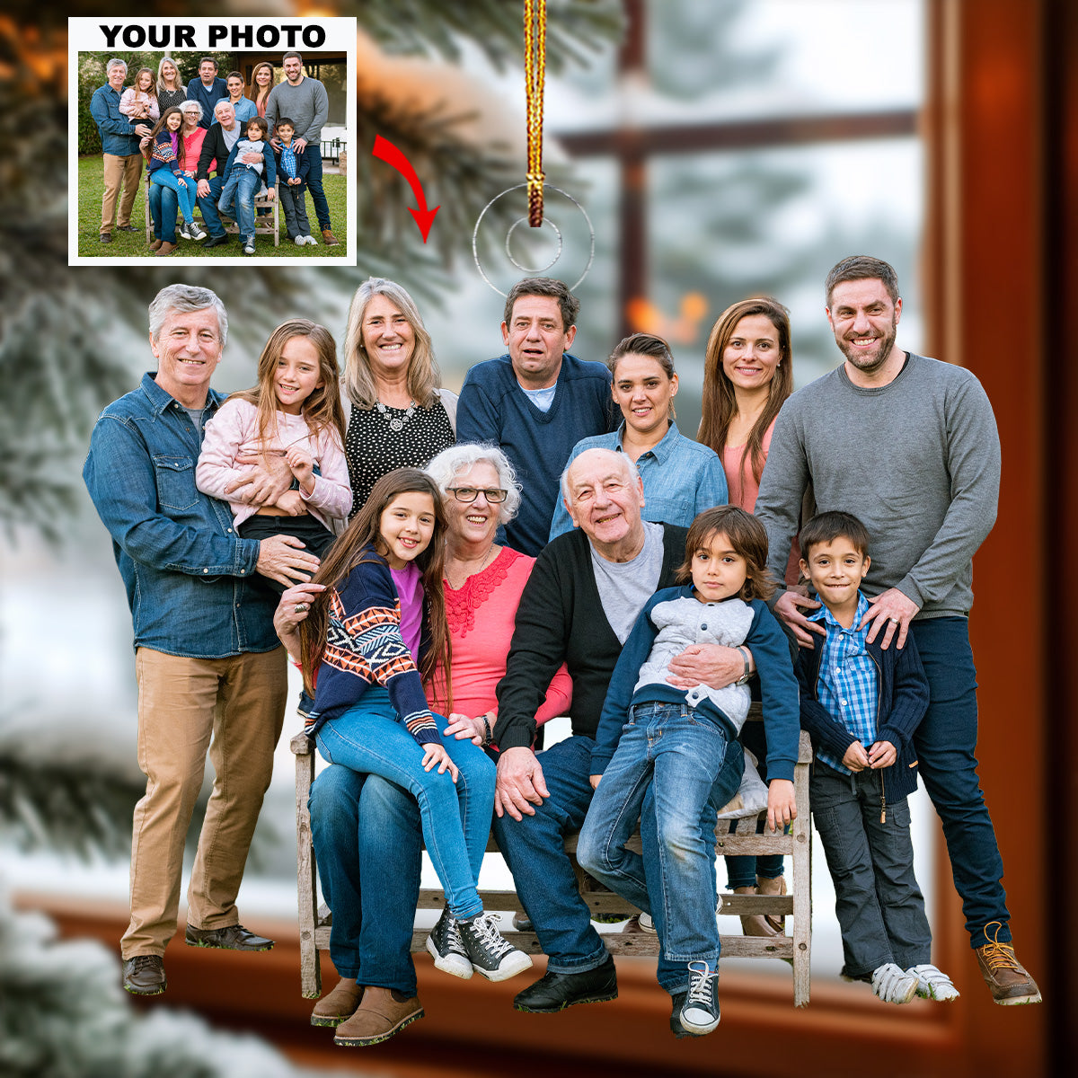 Our Family 2023 - Personalized Custom Photo Mica Ornament - Christmas