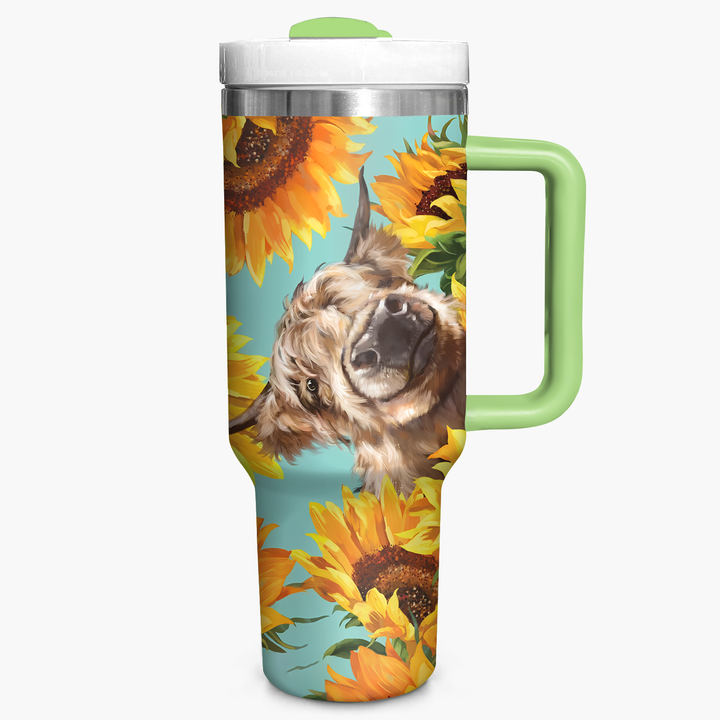 Highland Cow With Sunflower - Tumbler With Handle - NCU0DK002