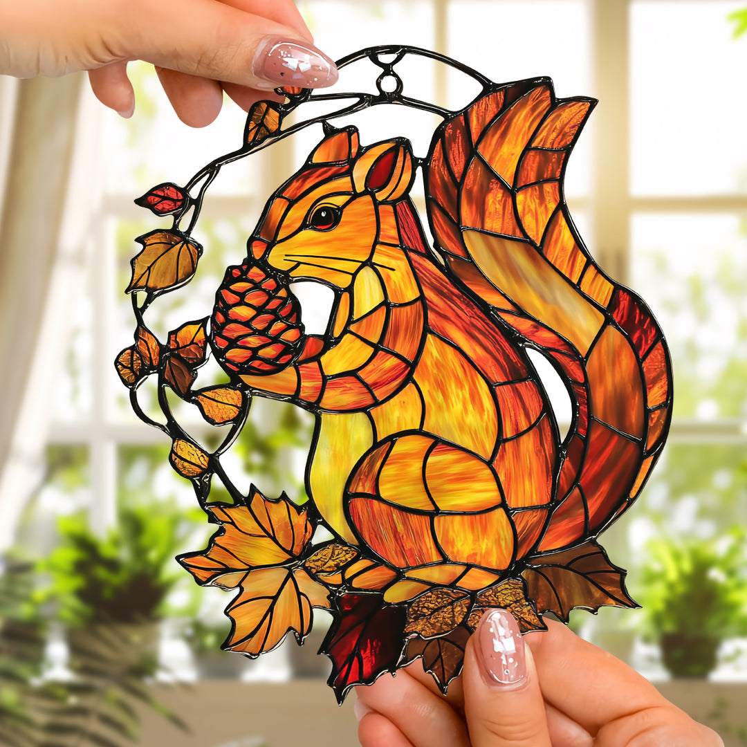 Maple Leaf Squirrel - Window Hanging Suncatcher NCU0PD109
