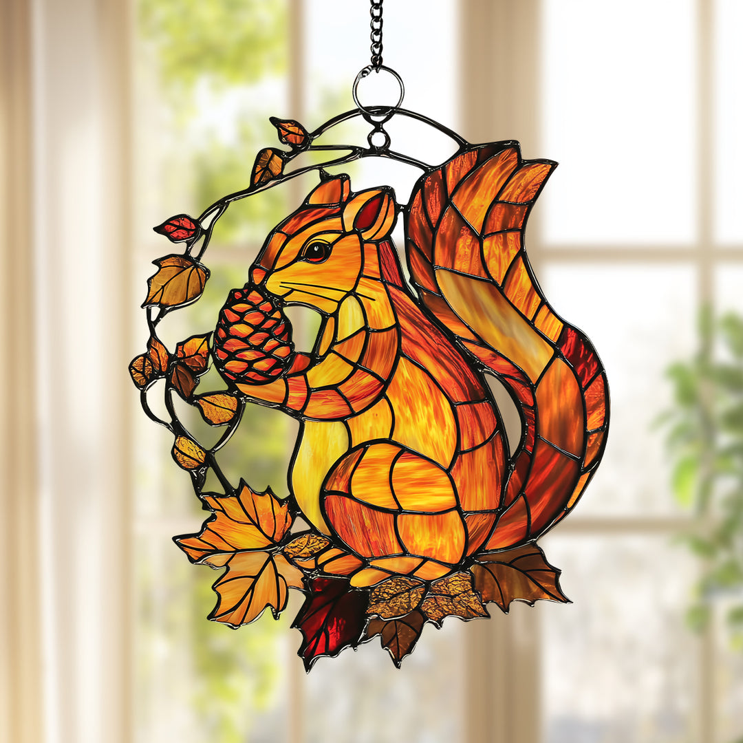 Maple Leaf Squirrel - Window Hanging Suncatcher NCU0PD109