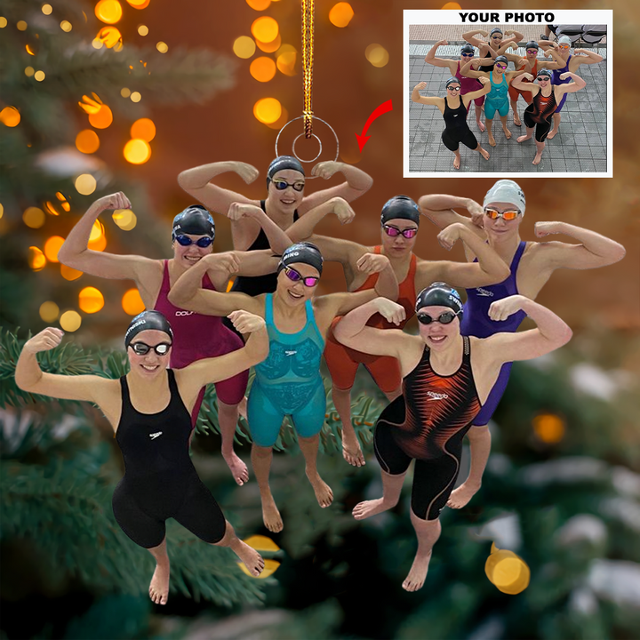 Aqua Stars - Personalized Photo Mica Ornament - Gift For Friends, Besties