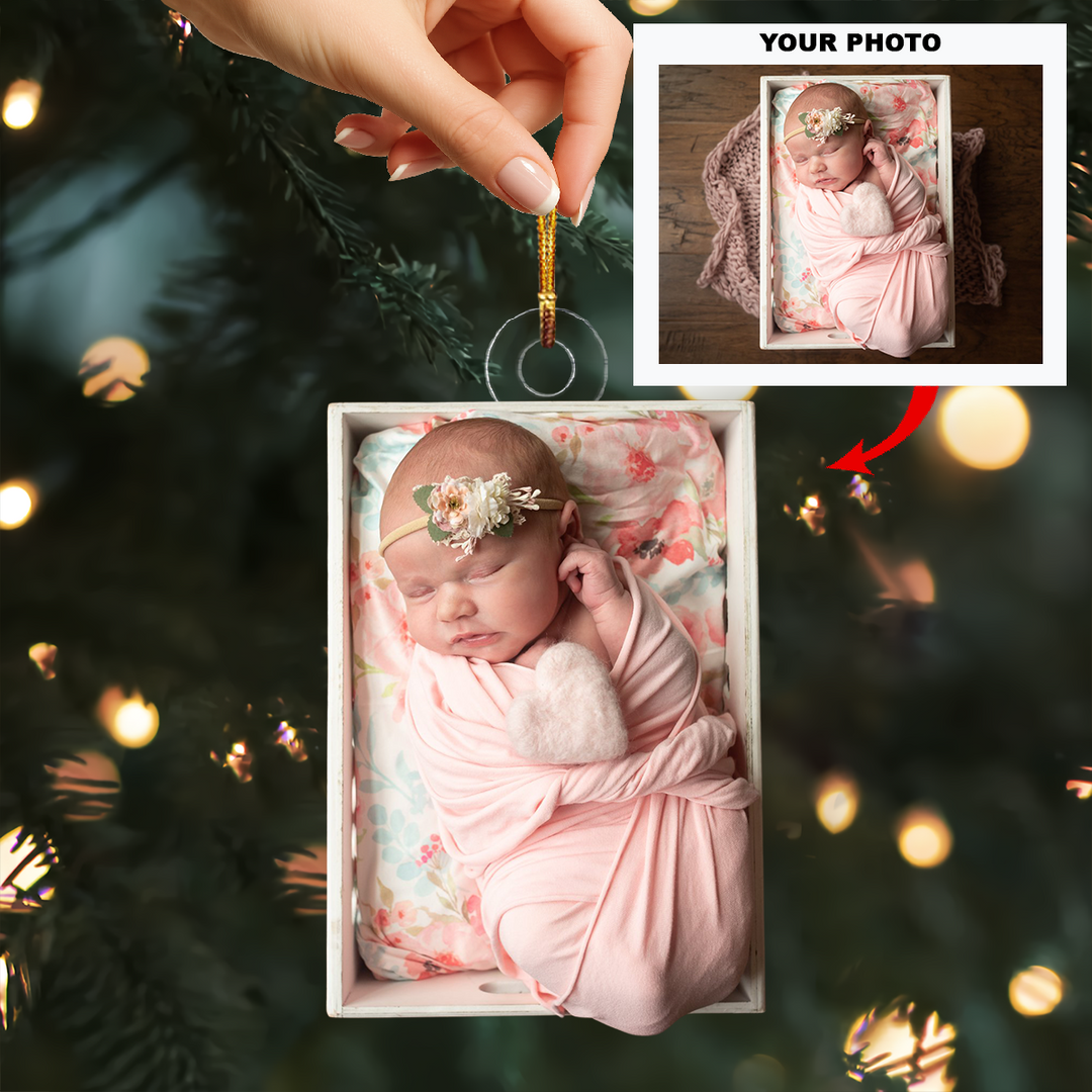 Angel Love - Personalized Photo Mica Ornament - Christmas Gift For Family Members