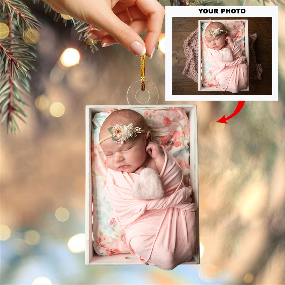 Angel Love - Personalized Photo Mica Ornament - Christmas Gift For Family Members