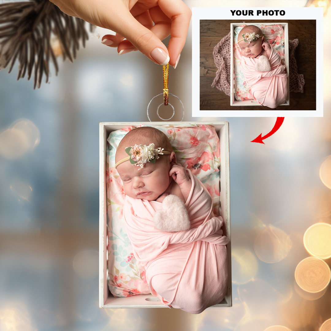 Angel Love - Personalized Photo Mica Ornament - Christmas Gift For Family Members