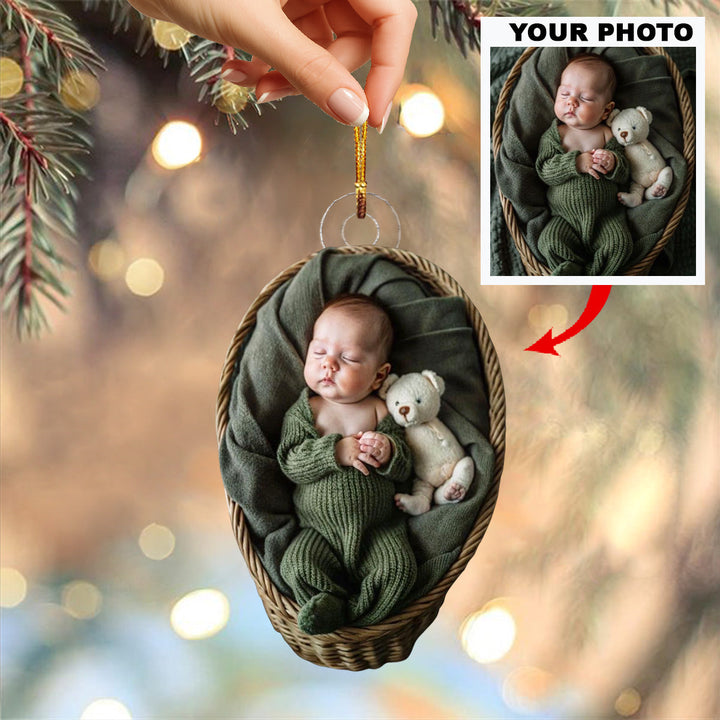 Angel Wrapped In Love - Personalized Photo Mica Ornament - Christmas Gift For Family Members