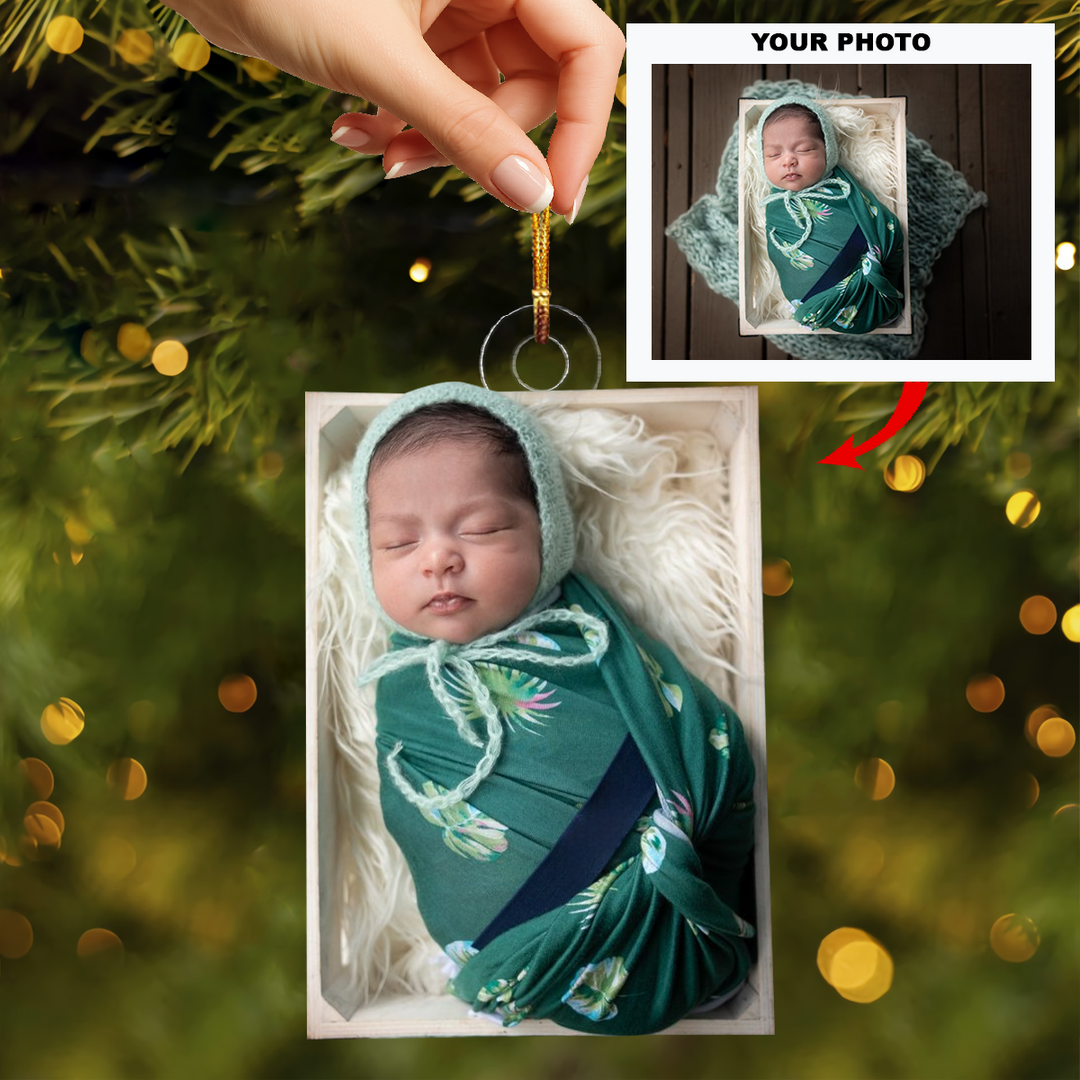 Angel of Mine - Personalized Photo Mica Ornament - Christmas Gift For Family Members