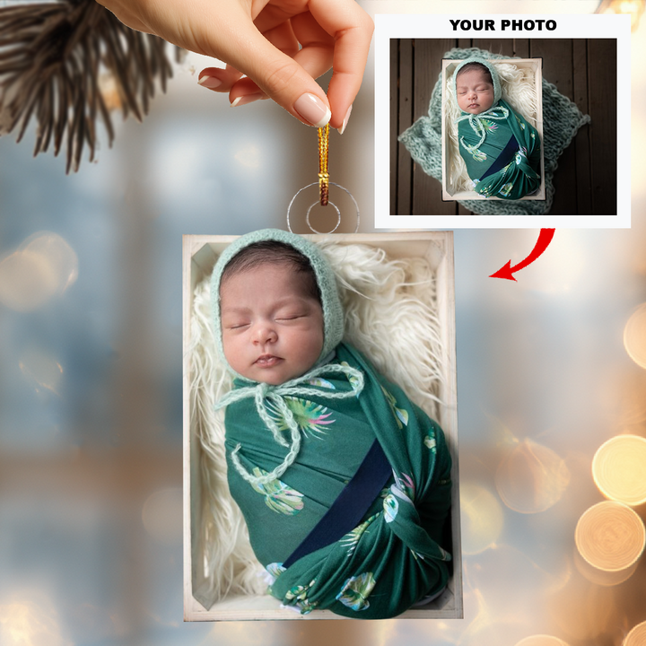 Angel of Mine - Personalized Photo Mica Ornament - Christmas Gift For Family Members