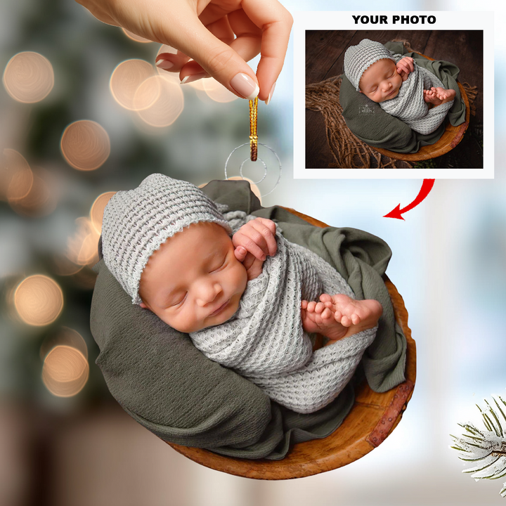 Angel of Ours - Personalized Photo Mica Ornament - Christmas Gift For Family Members