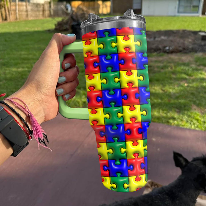 Puzzle Piece Parade - Tumbler with Handle - NCU0LL002