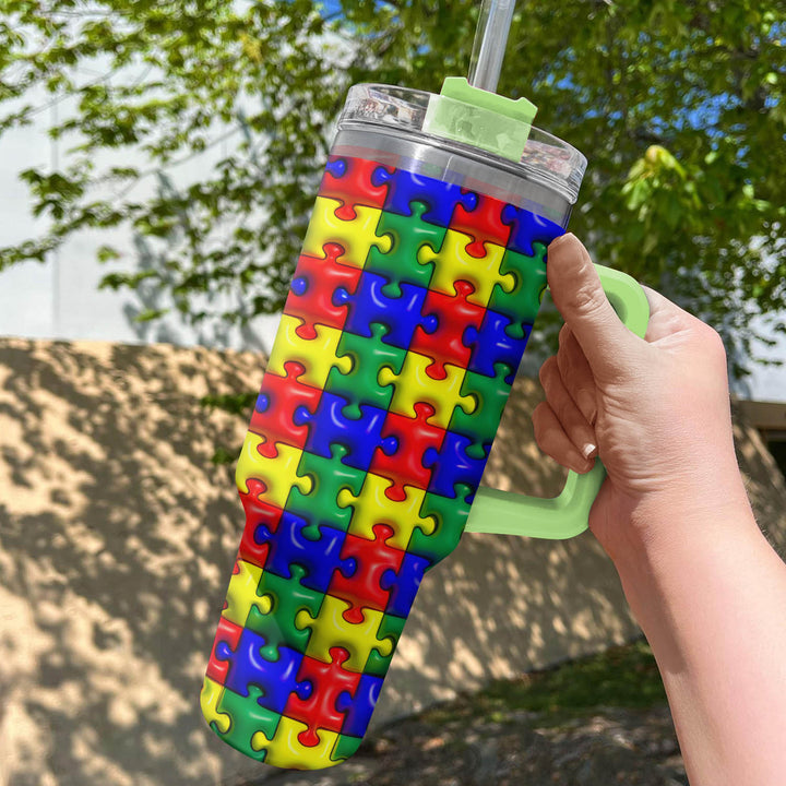Puzzle Piece Parade - Tumbler with Handle - NCU0LL002