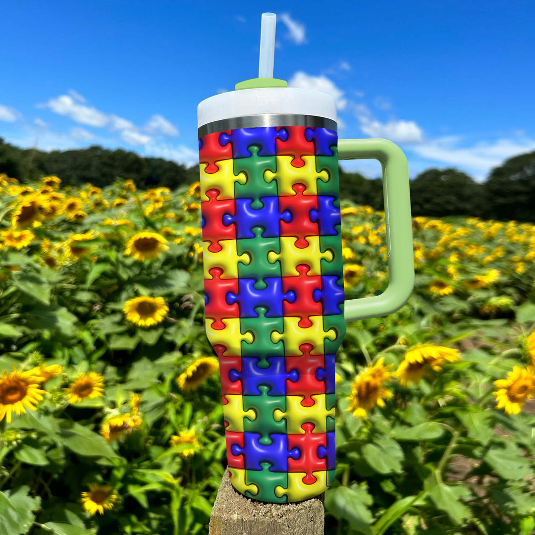 Puzzle Piece Parade - Tumbler with Handle - NCU0LL002
