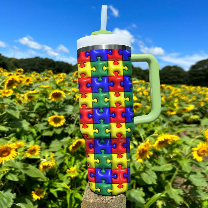 Puzzle Piece Parade - Tumbler with Handle - NCU0LL002