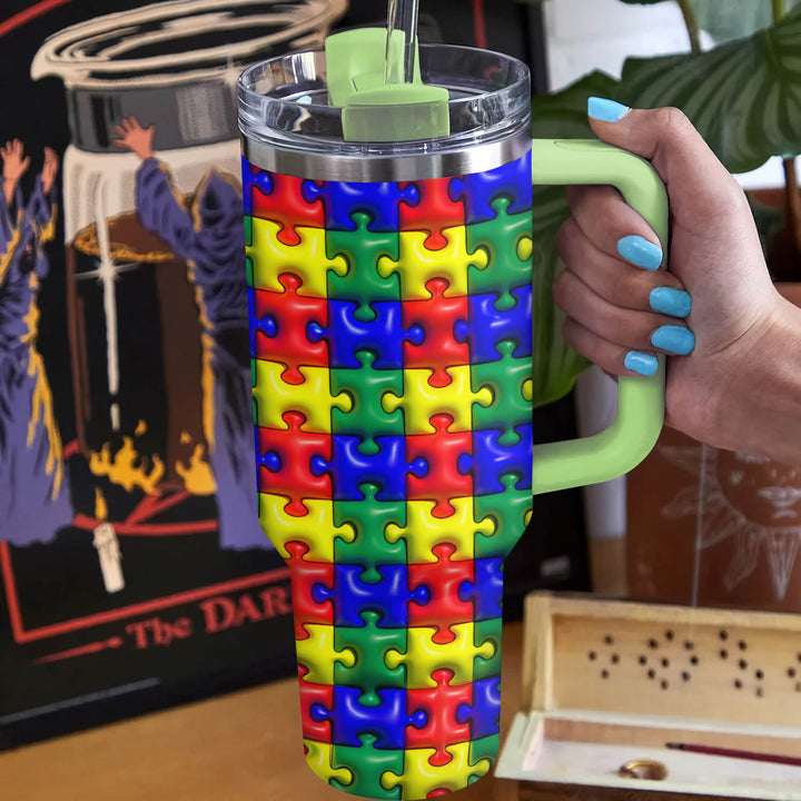 Puzzle Piece Parade - Tumbler with Handle - NCU0LL002