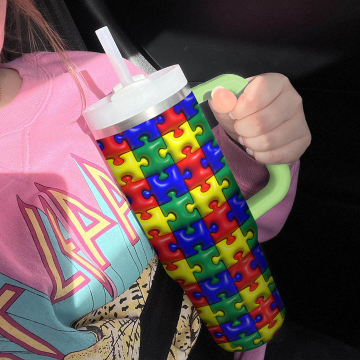 Puzzle Piece Parade - Tumbler with Handle - NCU0LL002