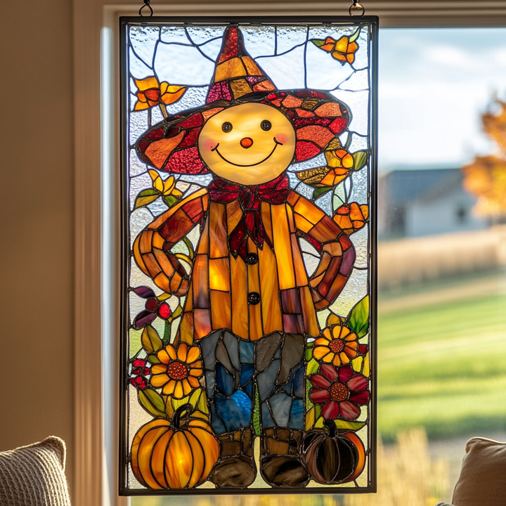 Autumn Sunset Scarecrow - Window Hanging Suncatcher NCU0PD104