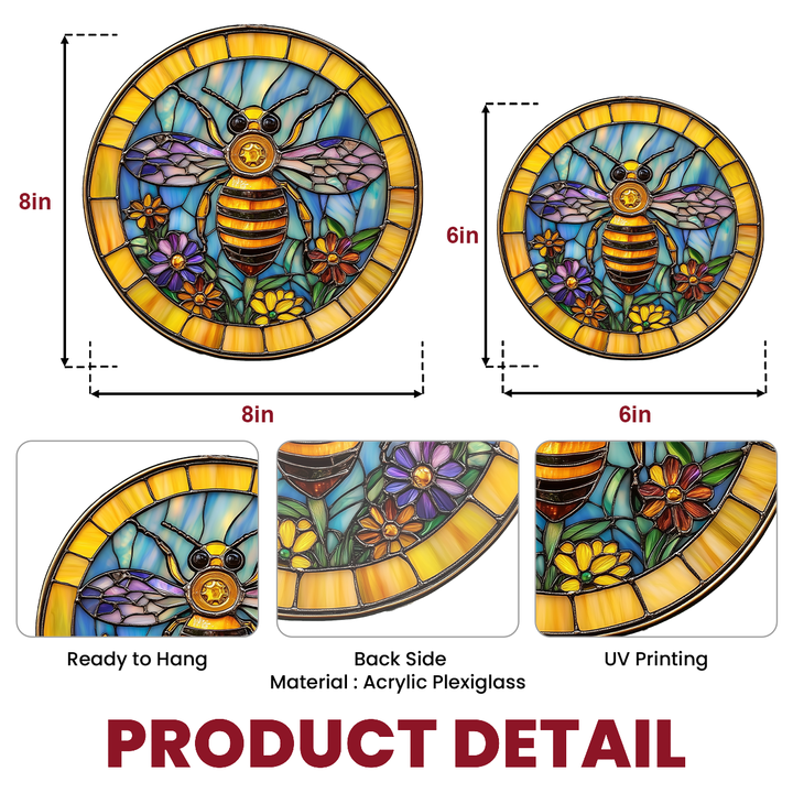Bee Sunlit Harmony - Stained Glass Window Hanging Suncatcher NCU0TH021