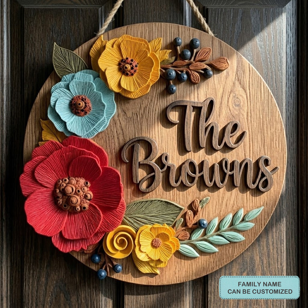 Blooming Family Circle Personalized Custom Door Sign AGC0VL028