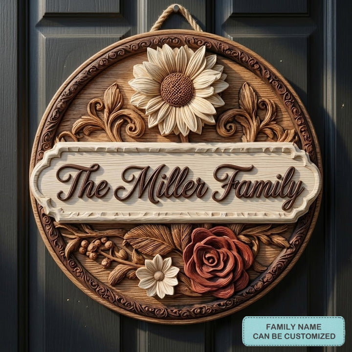 Carved Family Crest Personalized Custom Door Sign AGC0VL031