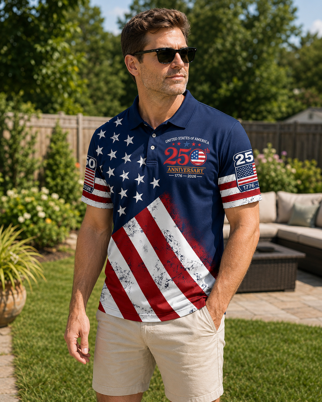 USA 250 Years Of Freedom Polo Shirt NCU0PDT06