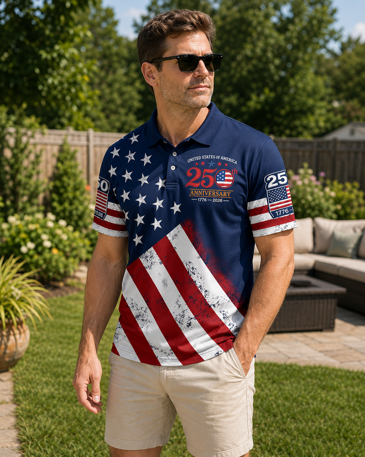 USA 250 Years Of Freedom Polo Shirt NCU0PDT06