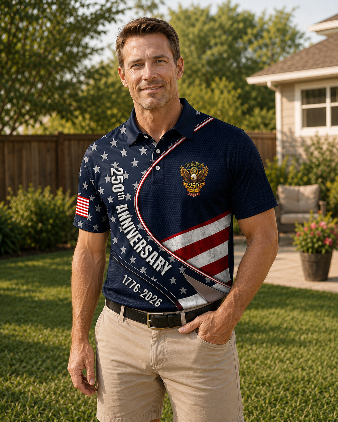 USA 250 Years Of Freedom Polo Shirt  NCU0PDT02