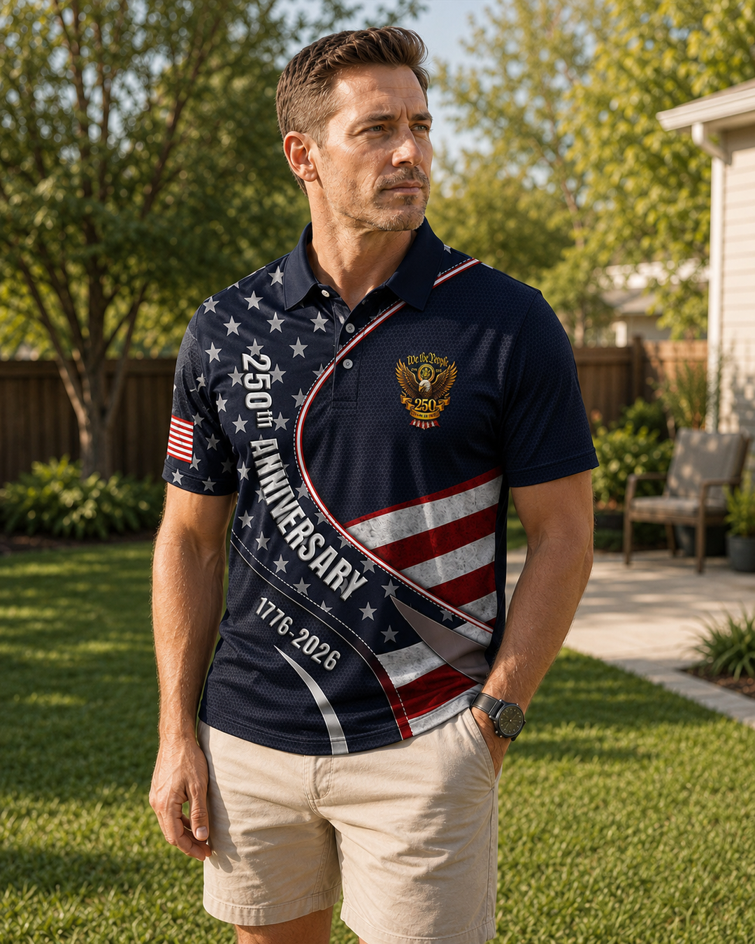 USA 250 Years Of Freedom Polo Shirt  NCU0PDT02