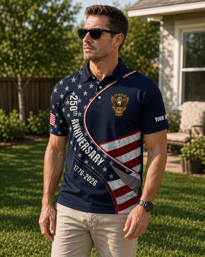 USA 250 Years Of Freedom Polo Shirt  NCU0PDT02