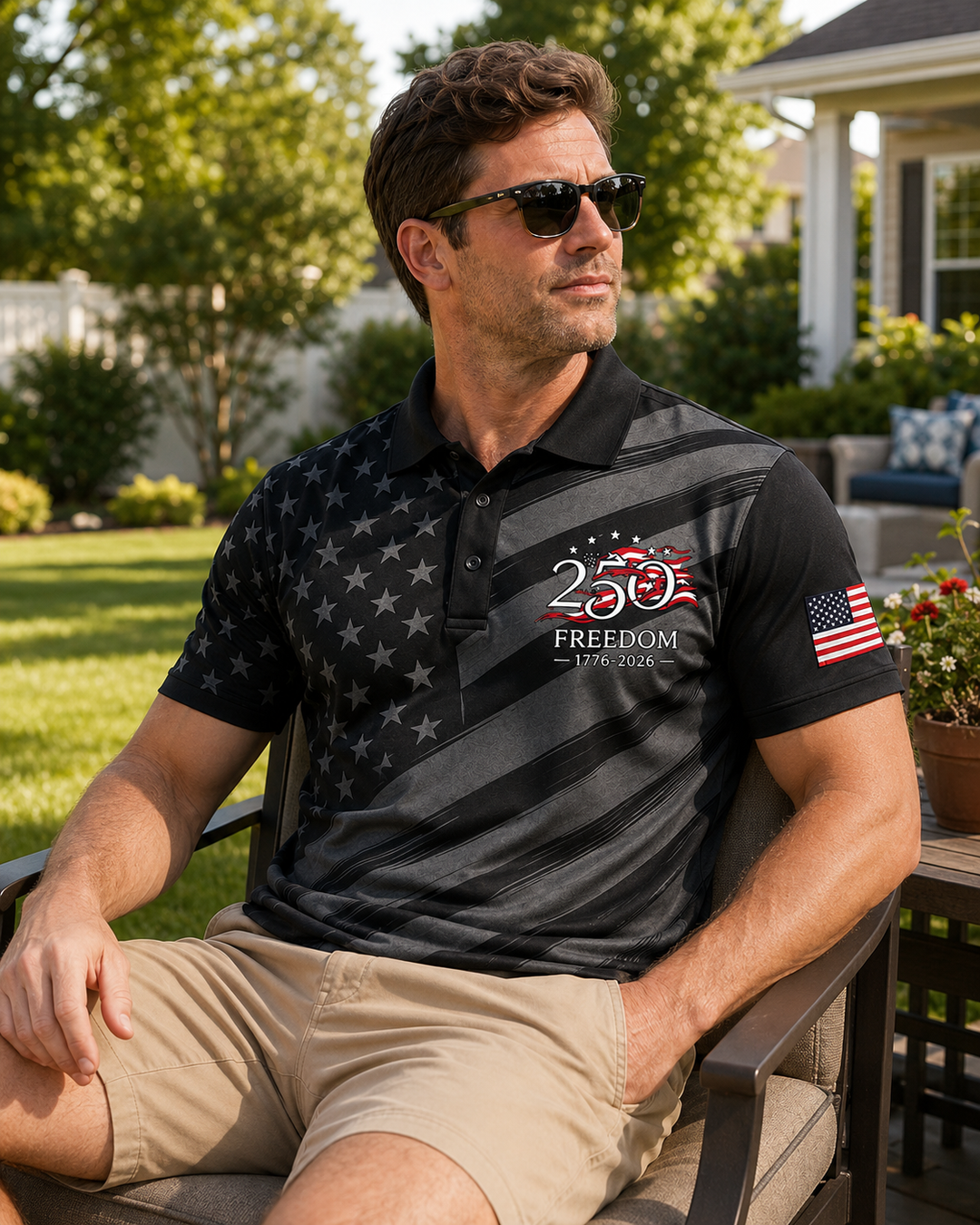 America 250th Anniversary Patriotic Polo Shirt NCU0PDT01