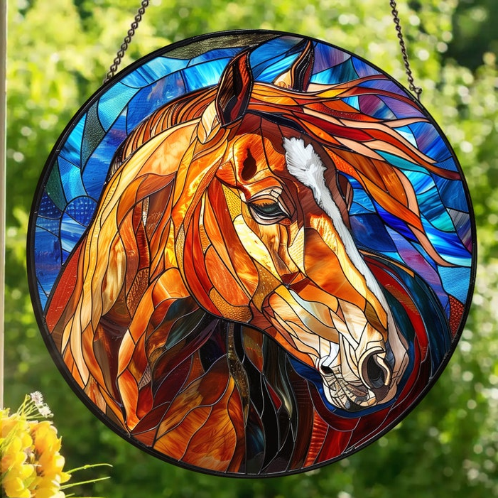 Chestnut Quarter Horse - Stained Glass Window Hanging Suncatcher NCU0VL001