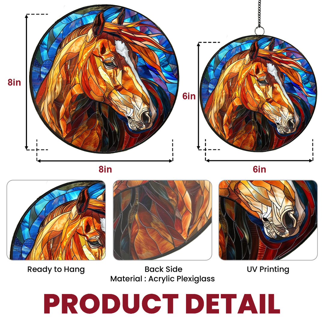 Chestnut Quarter Horse - Stained Glass Window Hanging Suncatcher NCU0VL001