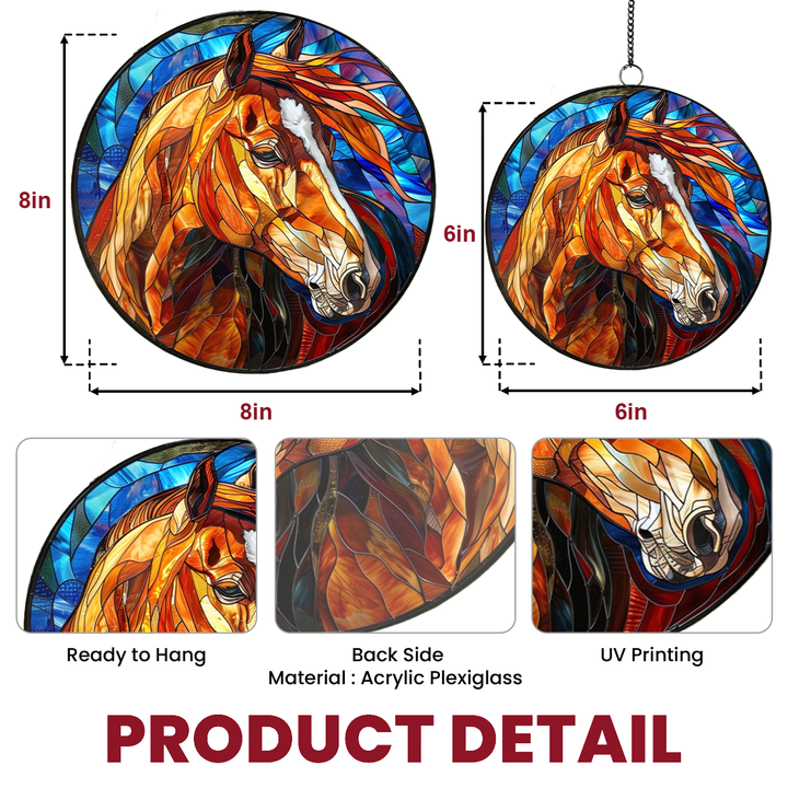 Chestnut Quarter Horse - Stained Glass Window Hanging Suncatcher NCU0VL001