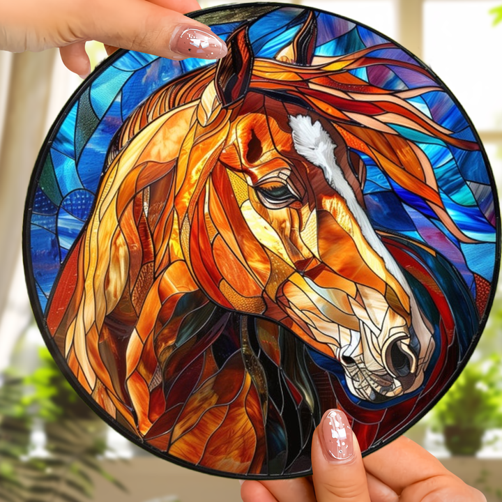 Chestnut Quarter Horse - Stained Glass Window Hanging Suncatcher NCU0VL001
