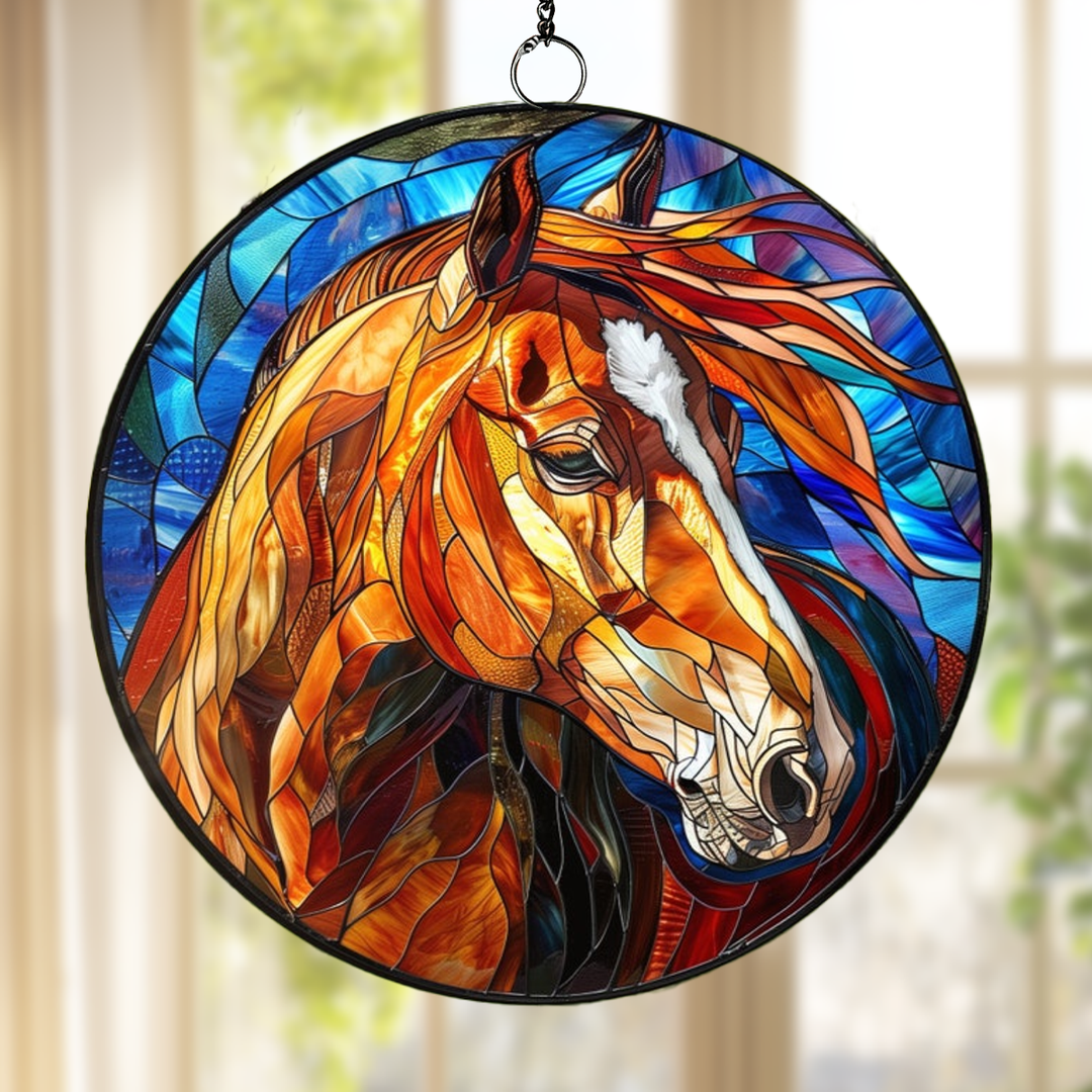 Chestnut Quarter Horse - Stained Glass Window Hanging Suncatcher NCU0VL001