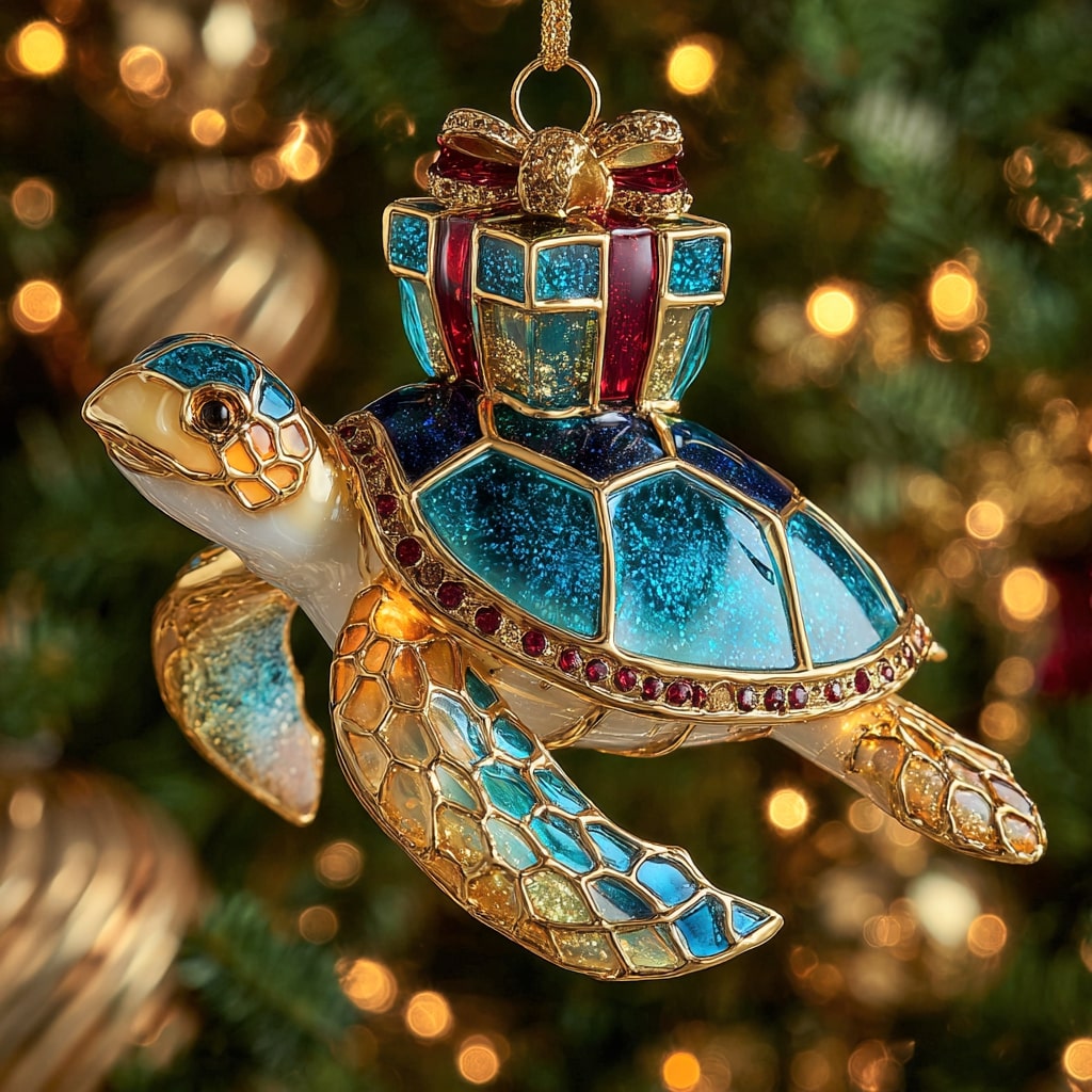 Christmas Turtle Mica Ornament NCU0NL119