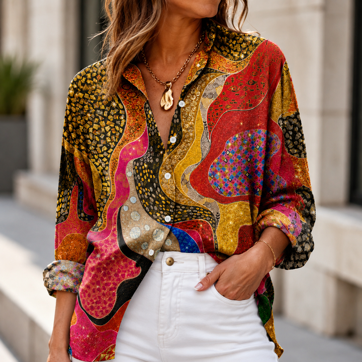 Crimson Mosaic Women's Plus Size Casual Shirt Long Sleeve NCU0PT177