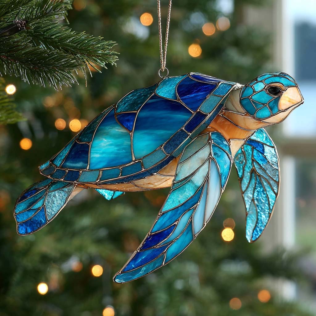 Crystal Reef Turtle Mica Ornament NCU0HT084
