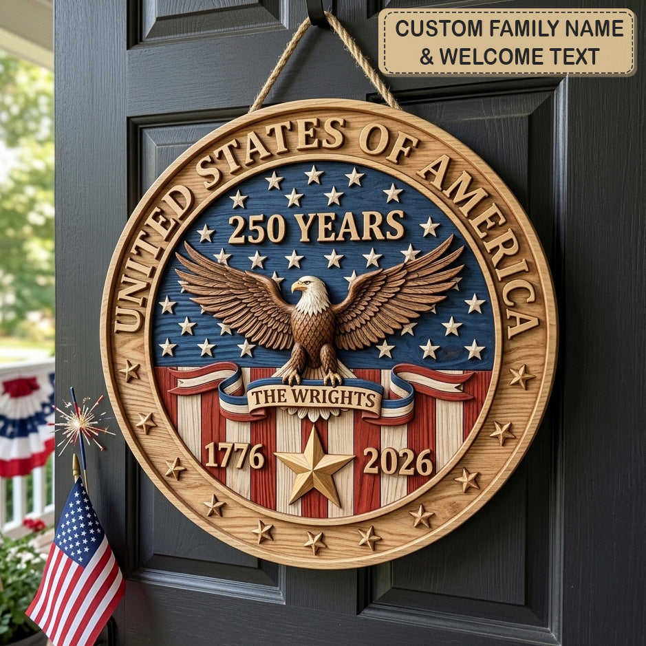 Eagle Flag Heritage Personalized Custom Door Sign AGC0VL100
