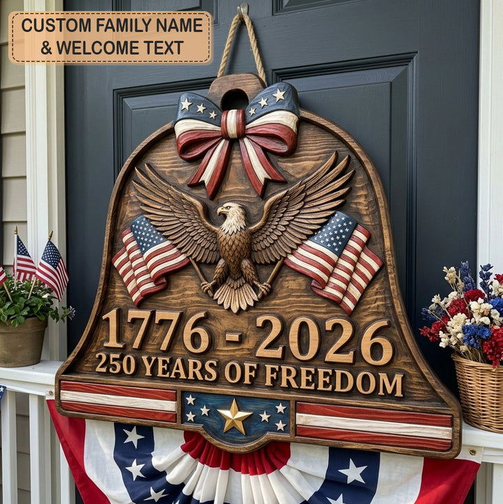 Eagle Freedom Bell Personalized Custom Door Sign AGC0VL097