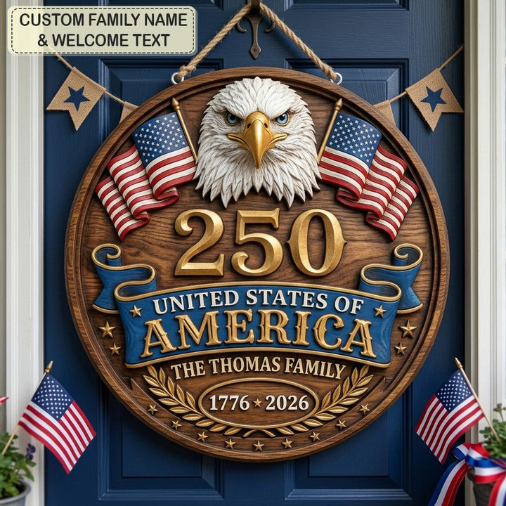Eagle Freedom Crest Personalized Custom Door Sign AGC0VL095