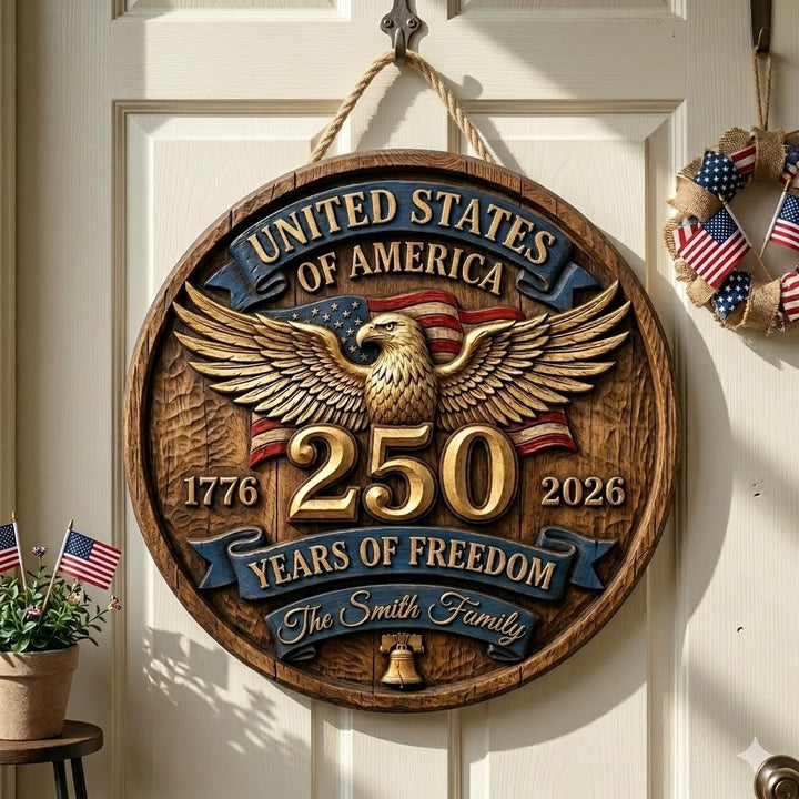 Eagle Freedom Heritage Personalized Custom Door Sign AGC0VL072