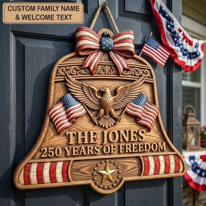 Eagle Liberty Bell Personalized Custom Door Sign AGC0VL089