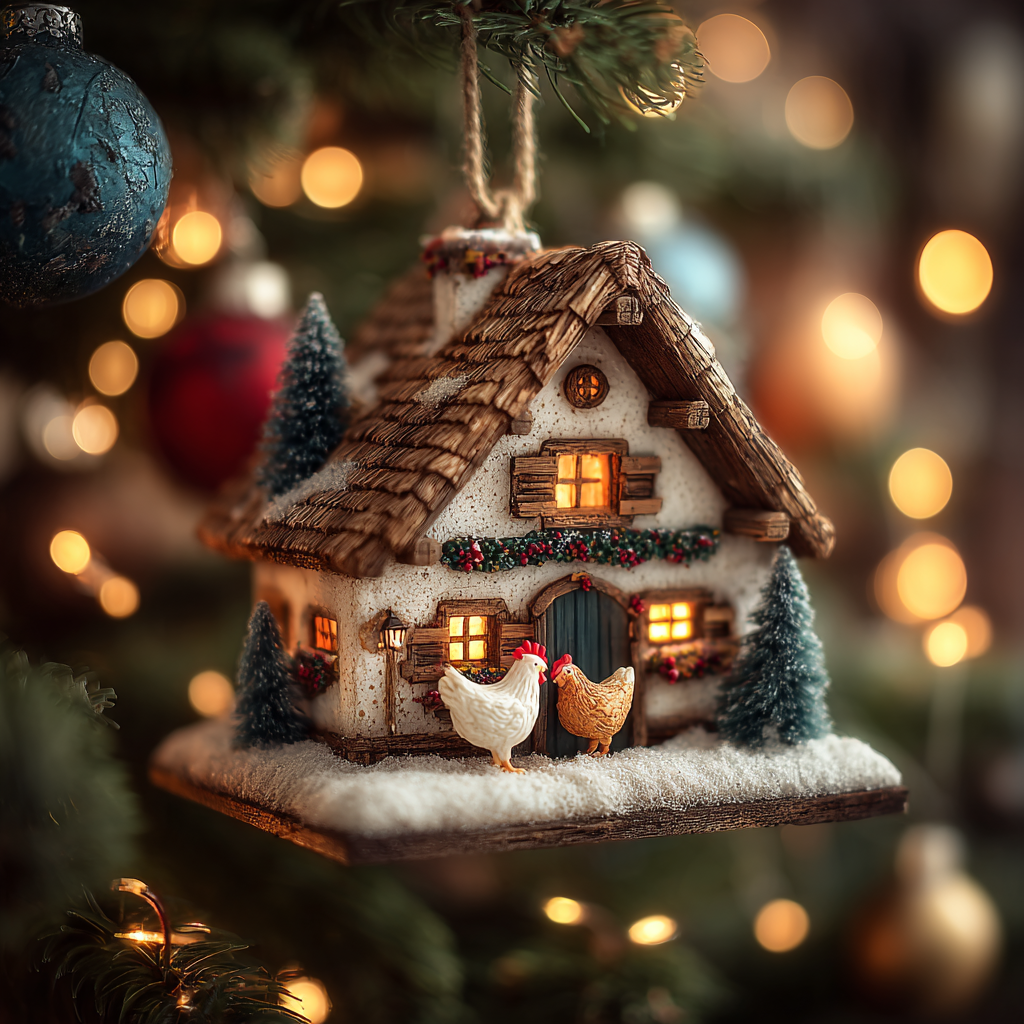 Rustic Winter Homestead Mica Ornament NCU0HT006