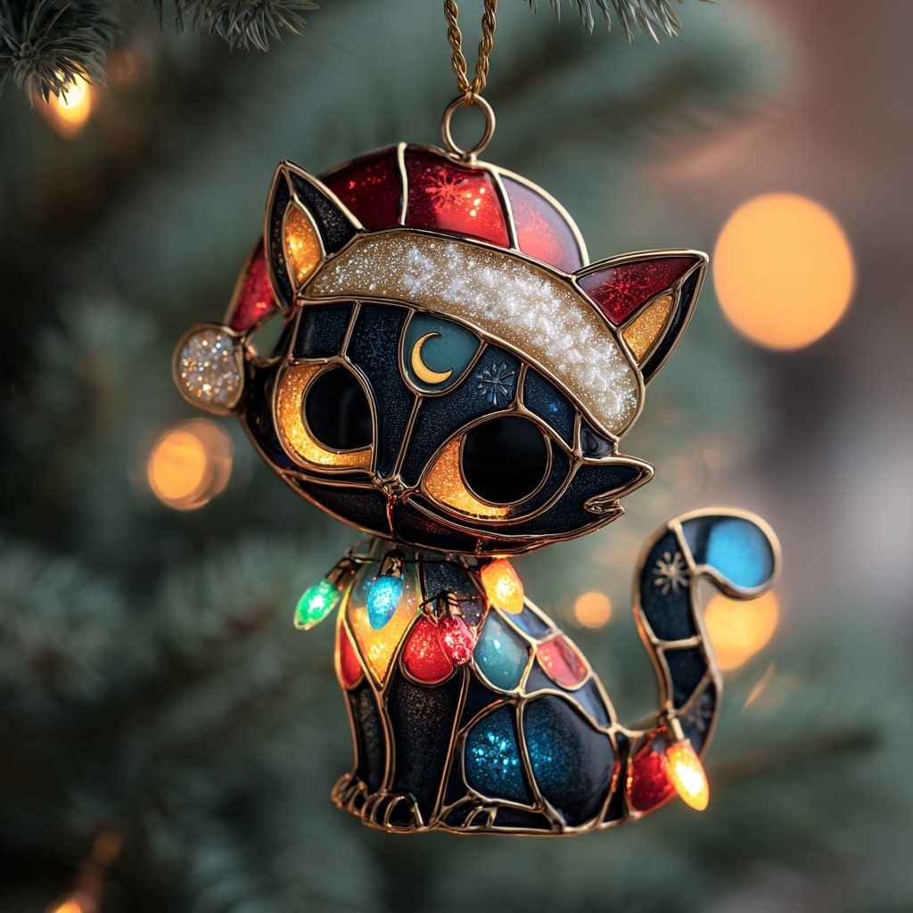 Feline Festive Mica Ornament NCU0NL132