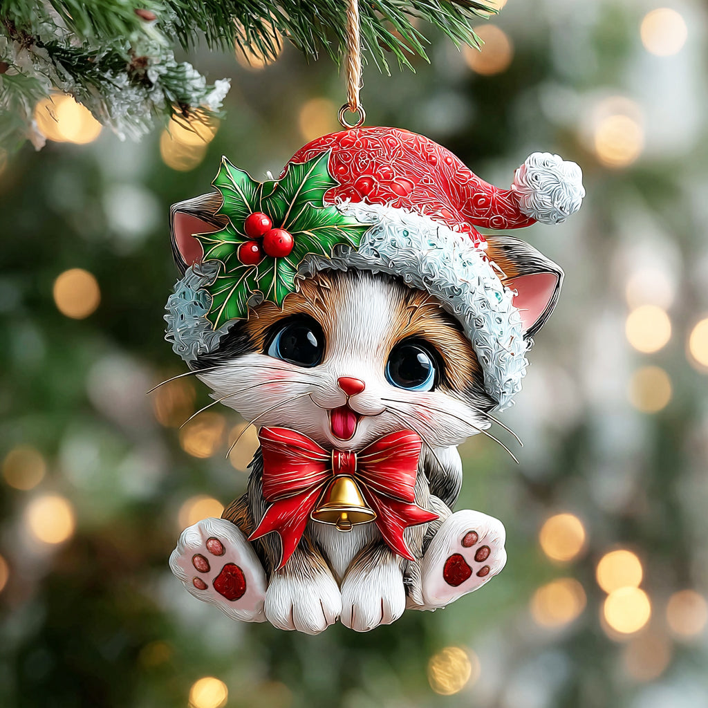 Festive Holly Whiskers Mica Ornament NCU0HT123