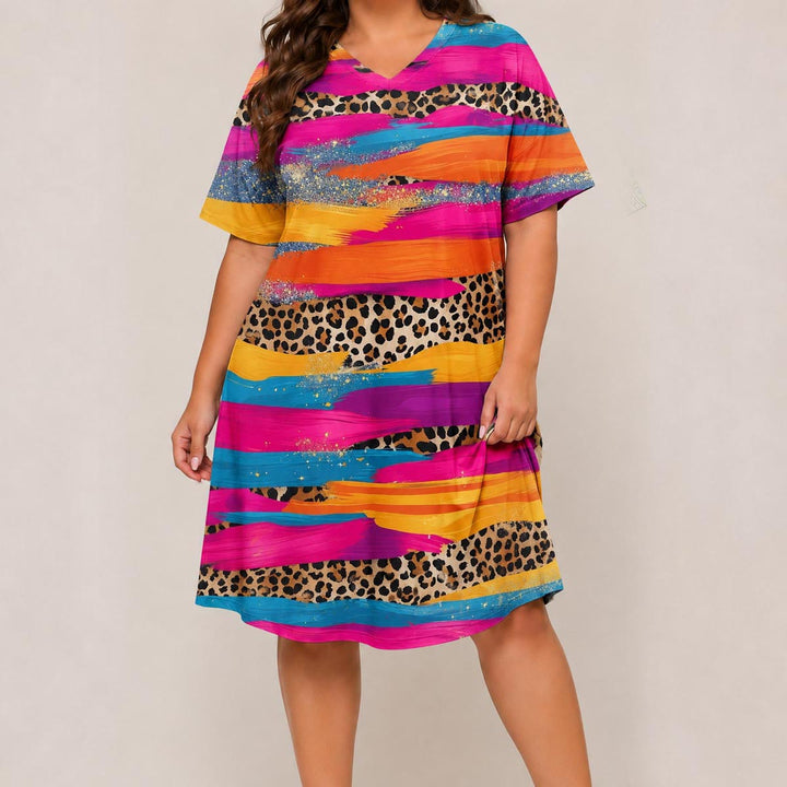 Fiesta Fever Short Sleeve V Neck Midi Dress NCU0DV147
